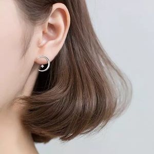 925 Sterling Silver Moon CZ Stud Earrings